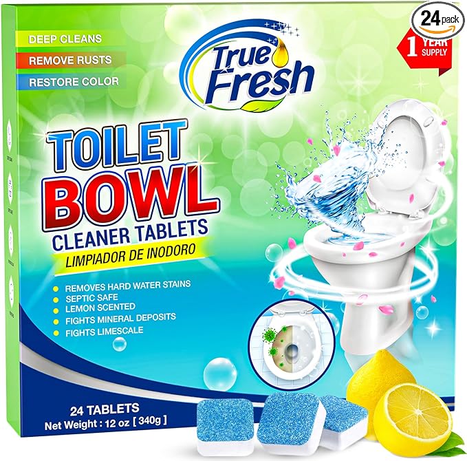 True Fresh Toilet Bowl Cleaner Tablets 24 Pack – Deodorizer & Septic Safe – by TrueFresh