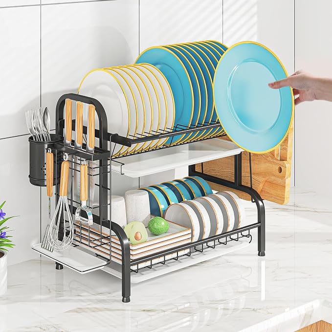 LEGUANG 2-Tier Stainless Steel Dish Drying Rack, Space-Saving Kitchen Organizer - Image 8