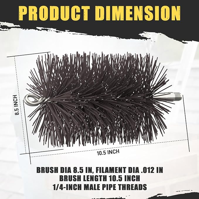 8" Round Pro-Sweep Chimney Brush | Medium Duty Poly Bristles - Image 2