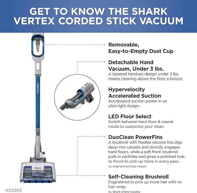 Shark | Corded Stick Vacuum Cleaner | Vertex Ultralight | Removable Handheld - Image 13