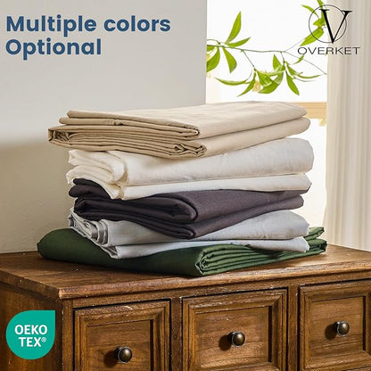100% Linen Sheets King Size,Breathable & Durable 4-Piece Bed Flax Sheet Set,Soft All-Season Bedding for Hot Sleepers 16" Deep Pocket Oeko-TEX Certified,（King, Dusty Blue）