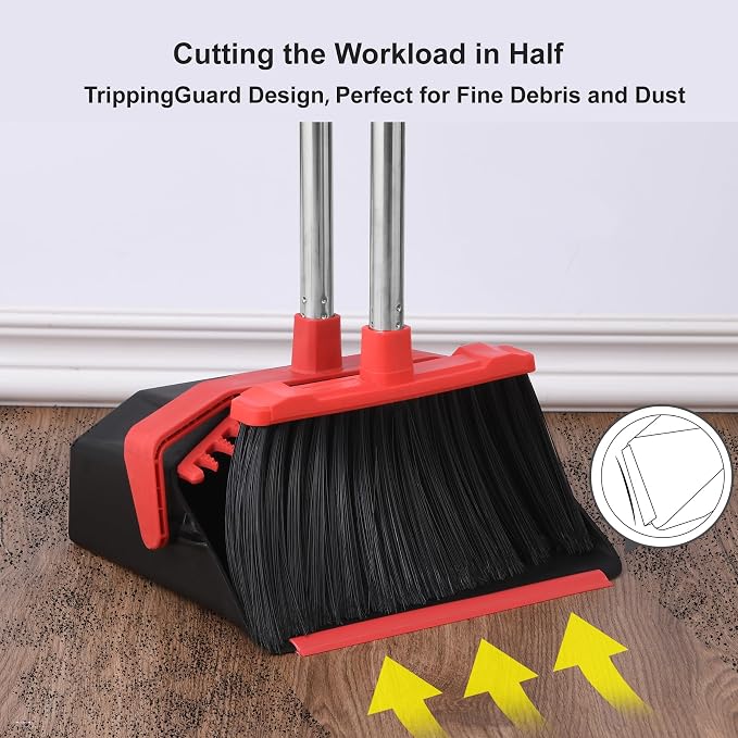 Upgrade Broom and Dustpan Set, Large Upright Stand Up Broom and Dustpan - Image 5