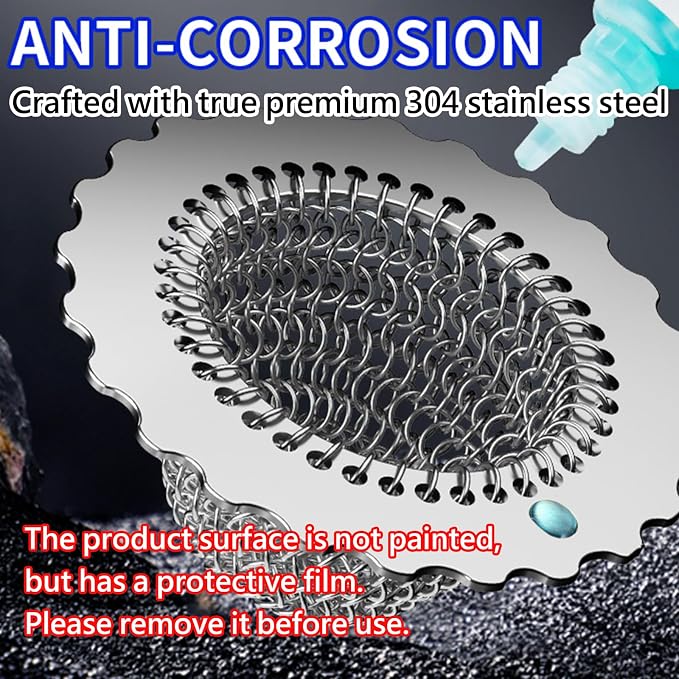 Kitchen Sink Drain Strainer, Patented 304 Stainless Steel Reversible Mesh - Image 3