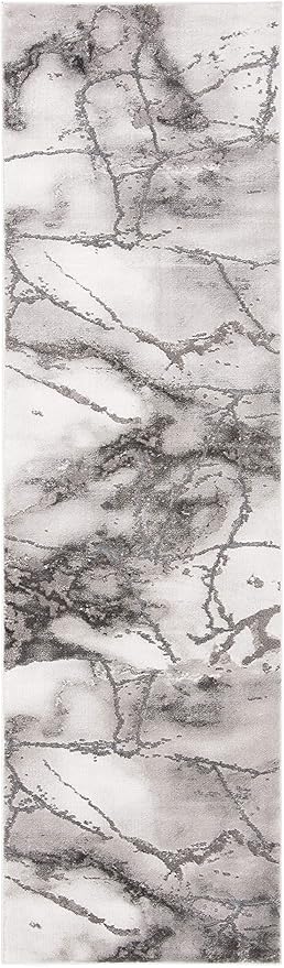 SAFAVIEH Craft Collection Runner Rug - 2'3" x 10', Grey & Silver, Modern Abstract Design, Non-Shedding & Easy Care, Ideal for High Traffic Areas in Living Room, Bedroom (CFT877G)