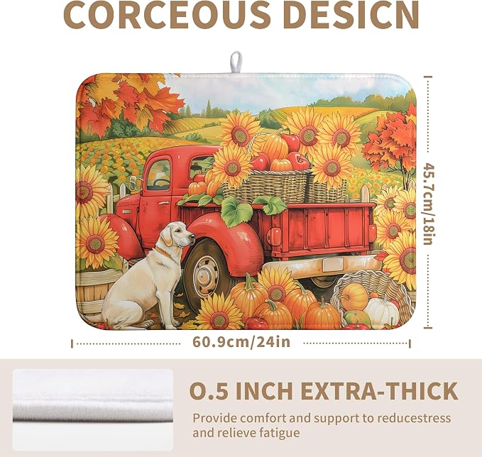 Sunflower Dish Drying Mat Pumpkin Fall Dish Drying Pad Thanksgiving Kitchen - Image 5