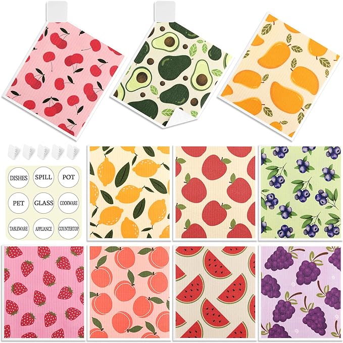 10 Pack Swedish Dishcloths for Kitchen- Reusable Paper Towels Washable Swedish by Lucomb