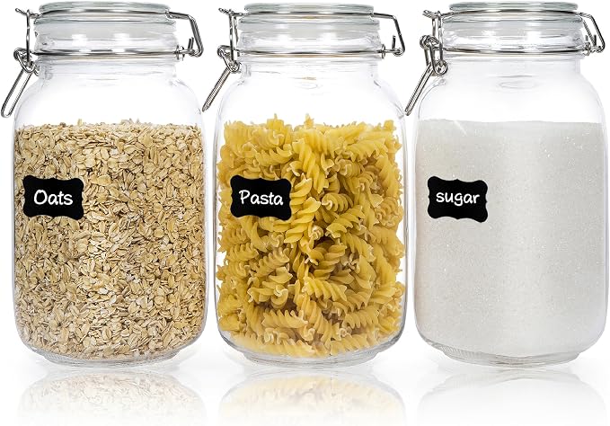 CHEFSTORY 50oz Airtight Glass Jars by Chefstory