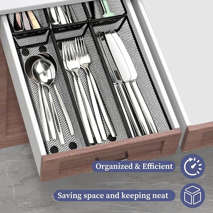 10 Pack Silverware Drawer Organizer 9 x 3 x 2 Inch Mesh Utensil Organizer - Image 5