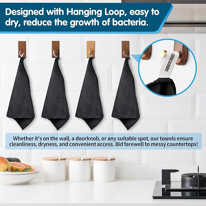 FIXSMITH Black Microfiber Cleaning Cloth -Pack of 8, Highly Absorbent Cleaning - Image 3