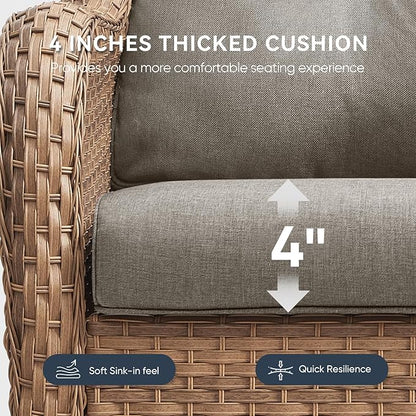 Outdoor Chair Cushions 3 Packs - Outside Durable Thick Replacement Back and Seat Cushion 22x24 with Zipper Cover for Patio Glider Rocking Chairs Loveseat Couch – Grey/Regular
