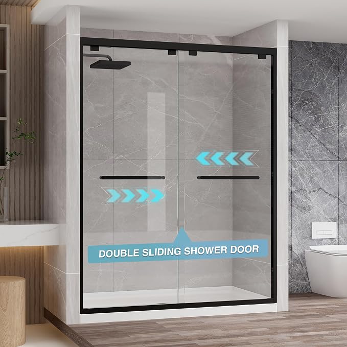 KPUY Glass Shower Door, 49-54" W x 76" H Semi-Frameless Double Sliding Shower - Image 8