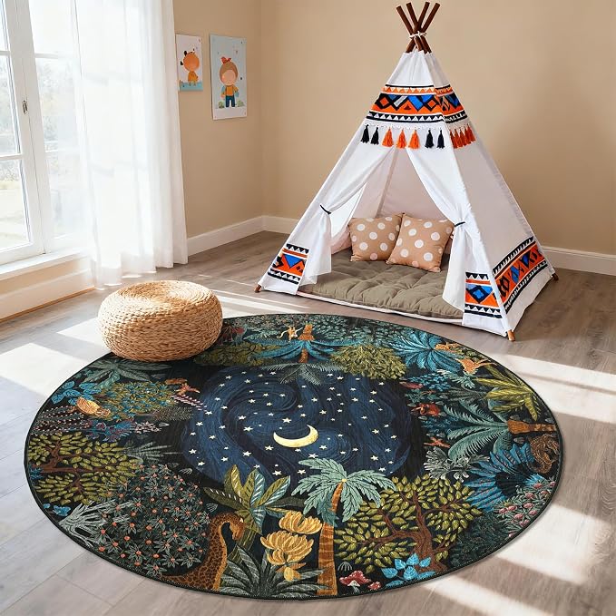 GarveeHome Round Area Rugs 4ft for Kids Room by GarveeHome