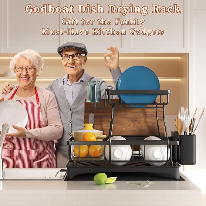 Godboat Dish Drying Rack, 2-Tier Dish Rack - Image 7