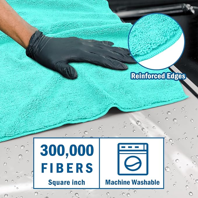 HOMEXCEL Professional Large Microfiber Car Drying Towels 2 Pack, Lint Free - Image 2