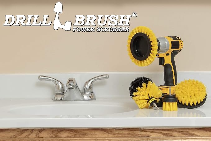 Yellow Drill Brush Attachments for Cleaning Shower, Bathroom - Image 6