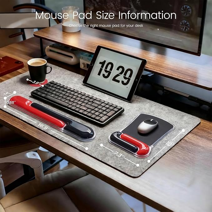 Ospelelf Mouse Pad with Wrist Rest and Ergonomic Gel Keyboard Hand Wrist - Image 7