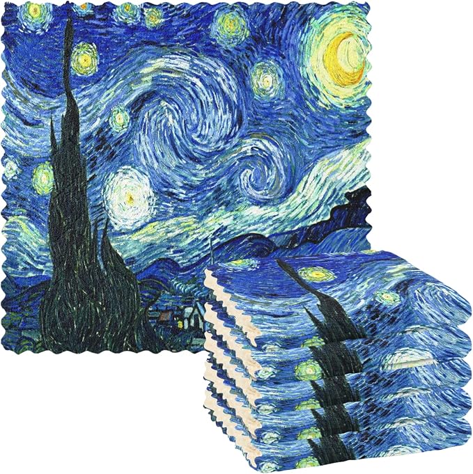 ALAZA Dish Towels Kitchen Cleaning Cloths Vincent Van Gogh Starry Night Dish by ALAZA