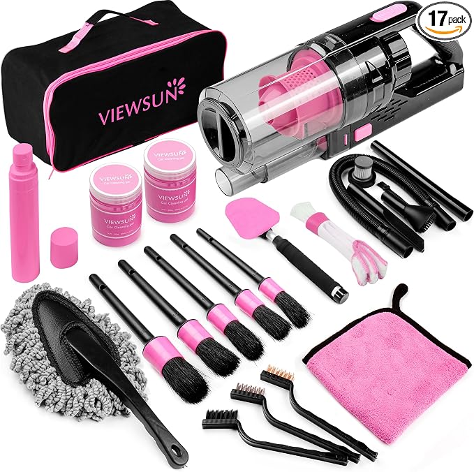 Viewsun 17pcs Car Cleaning Kit, Detailing Brush Set, Windshield Cleaner by Viewsun