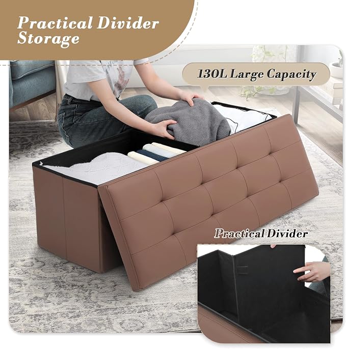 Athena Collection 43" Storage Ottoman Bench Folding Bench - Image 6