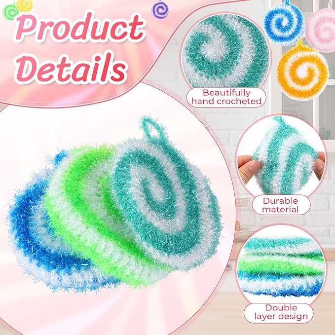 Kenning 12 Pcs Dish Scrubber Non Scratch Dish Washing Scrubbers Reusable - Image 3