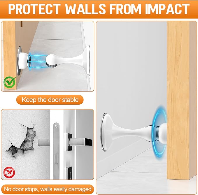 Crosize Magnetic Door Stoppers 2 Pack, Stainless Steel Door Catch - Image 4