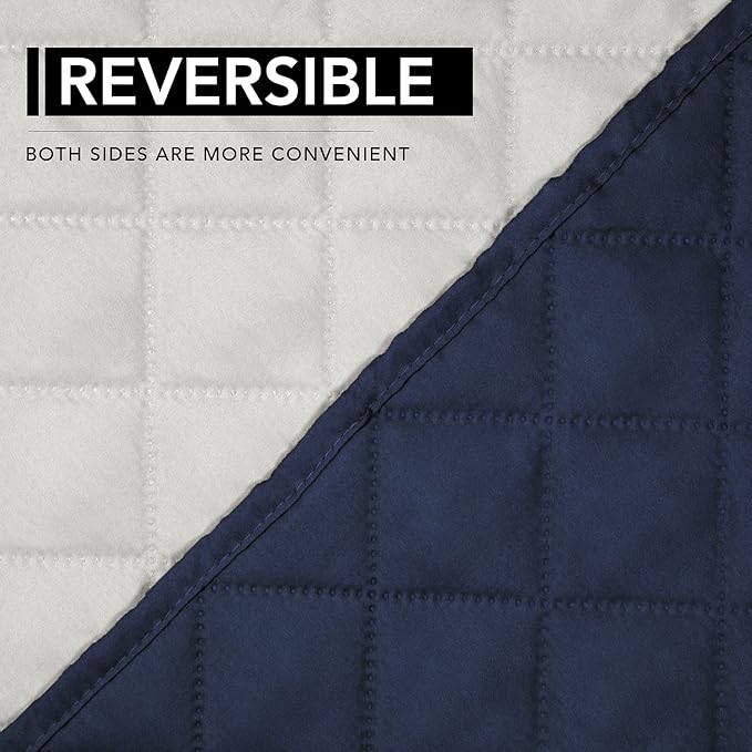 Easy-Going Recliner Chair Slipcover Reversible Sofa Cover Water Resistant Couch Cover Furniture Protector with Elastic Straps for Pets Dog (Recliner, Navy/Ivory)
