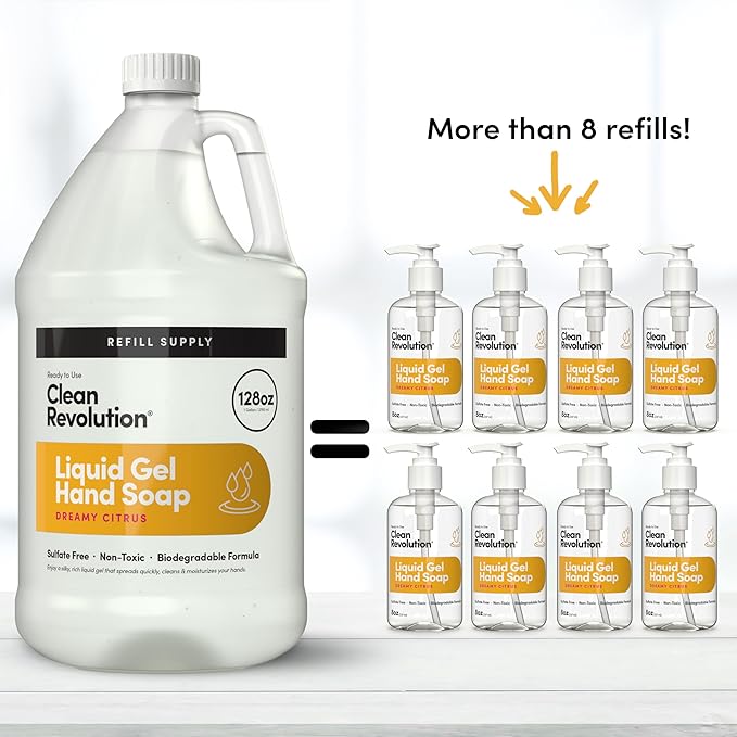Clean Revolution Liquid Gel Hand Soap, Silky Rich Liquid, Quick Lather - Image 5