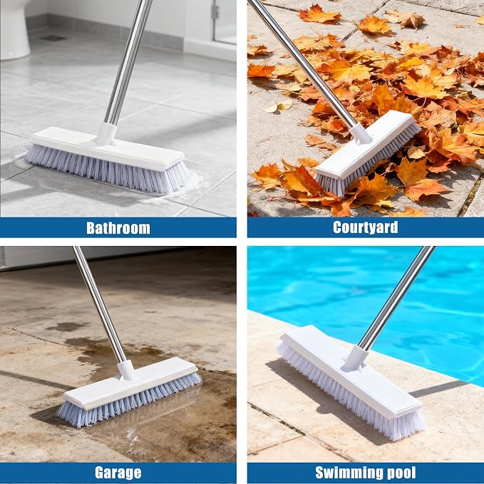 Flat Mop and Bucket Set with Floor Squeegee, Heavy Duty Scrub Brush, 2 Washable - Image 6