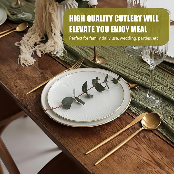 40 Piece Gold Silverware Set for 8, Terlulu Stainless Steel Flatware Set - Image 6