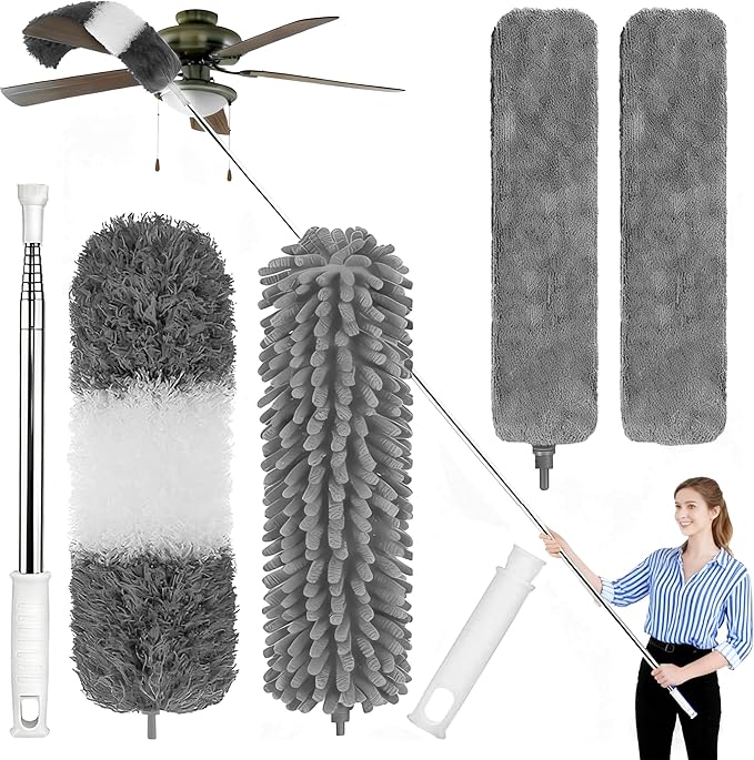 Microfiber Feather Duster, Washable & Reusable Cleaning Kit by KELURSIEN%C2%AE