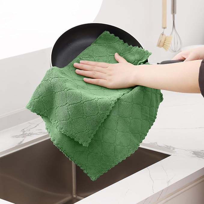 Homaxy 12 Pack Dish Towels for Kitchen, Super Soft and Absorbent Coral Velvet - Image 4