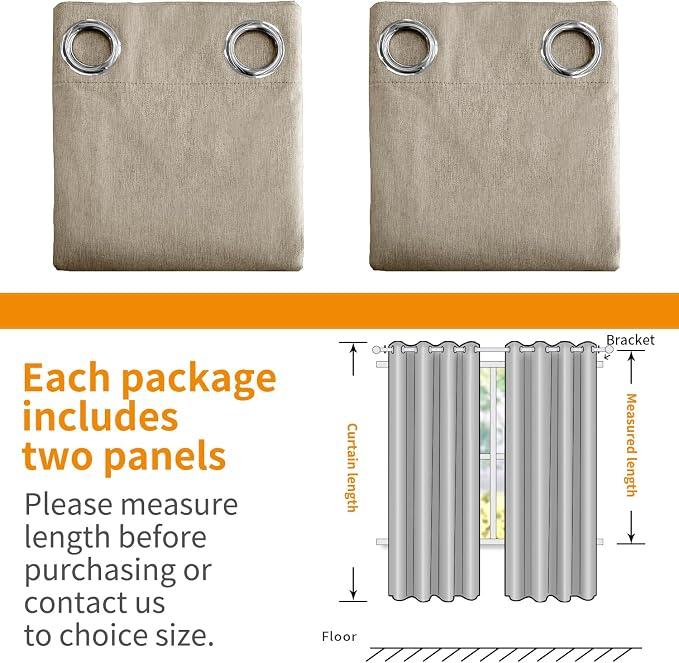 YoungsTex Burlap Linen 100% Blackout Curtains 84 Inches Long - Image 7