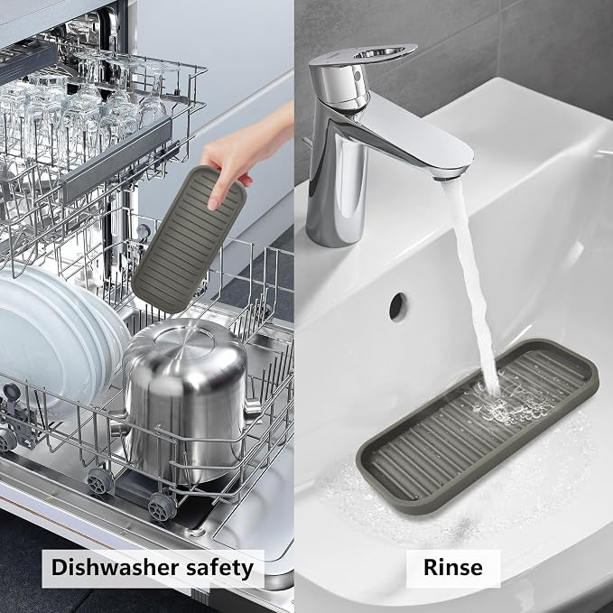 Gosmol Silicone Sponge Holder Kitchen Sink Organizer Tray Dish Caddy Soap - Image 4