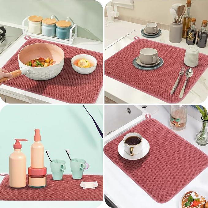 Microfiber Dish Drying Mat, Super Absorbent Kitchen Dish Drying Pad, Reversible - Image 5
