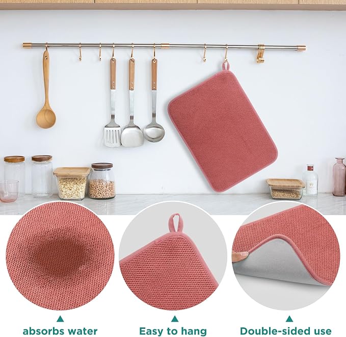 Microfiber Dish Drying Mat, Super Absorbent Kitchen Dish Drying Pad, Reversible - Image 4