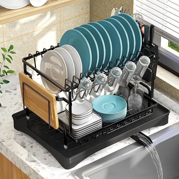Dish Drying Rack-Dish Rack for Kitchen Counter, 2-Tier Kitchen Organizers and - Image 7