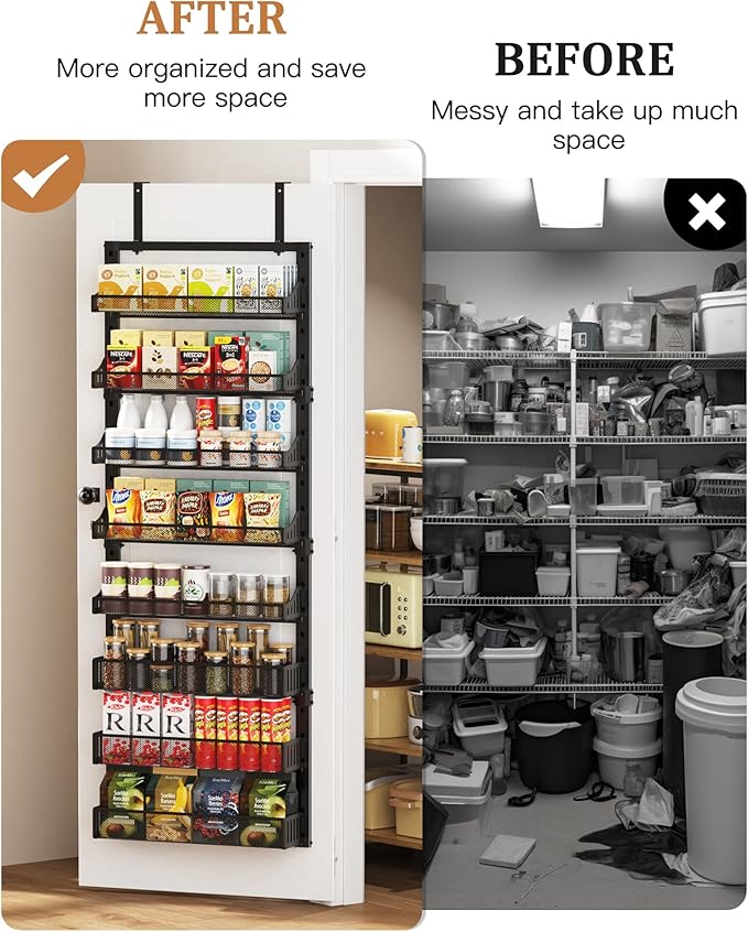 8-Tier Over the Door Pantry Organizer, Large Metal Door Spice Rack - Image 3