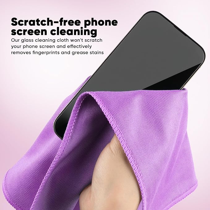 HOMEXCEL Microfiber Glass Cleaning Cloths 6 PK, Lint Free Streak Free, Reusable - Image 5