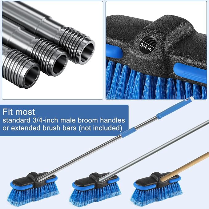 Car Wash Brush Head with Soft Bristle, Car Cleaning Brush with Protective Bumper - Image 5