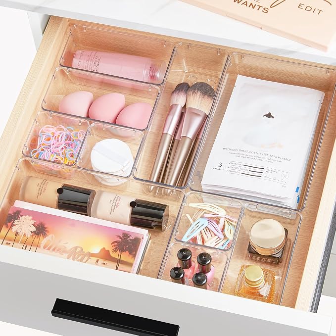 Vtopmart 28 PCS Clear Plastic Drawer Organizers Set, 4-Size Bathroom and Vanity - Image 3
