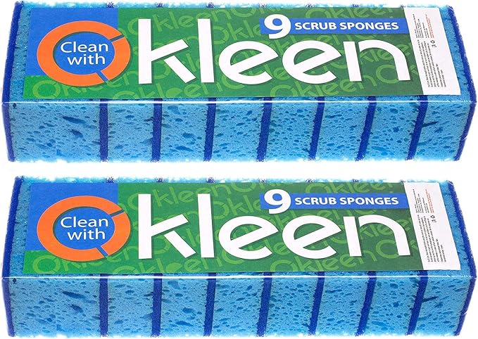Blue Multi Use Scrub Sponge. Made in Europe. 18 Pack, 4.3x2.8x1.4 inches. Heavy - Image 2