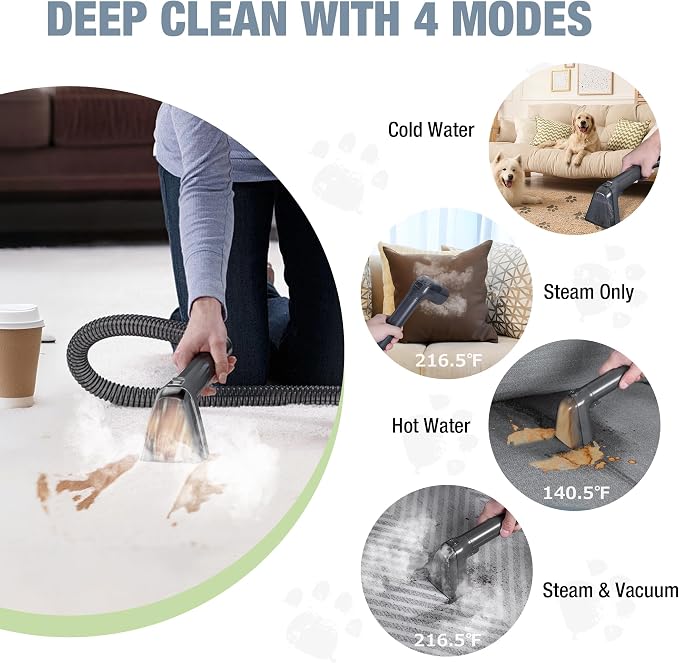 WORKPRO Steam Portable Carpet and Upholstery Cleaner, 16KPa Upholstery Cleaner - Image 3