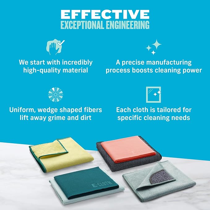E-Cloth 6-pc Home Cleaning Essentials, Contains Multiple Microfiber Cleaning - Image 6