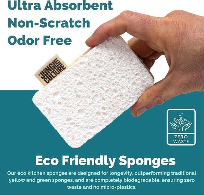 Jungle Culture Eco Sponge Set of 4 • Eco Friendly Natural Dishwashing Sponges • - Image 3