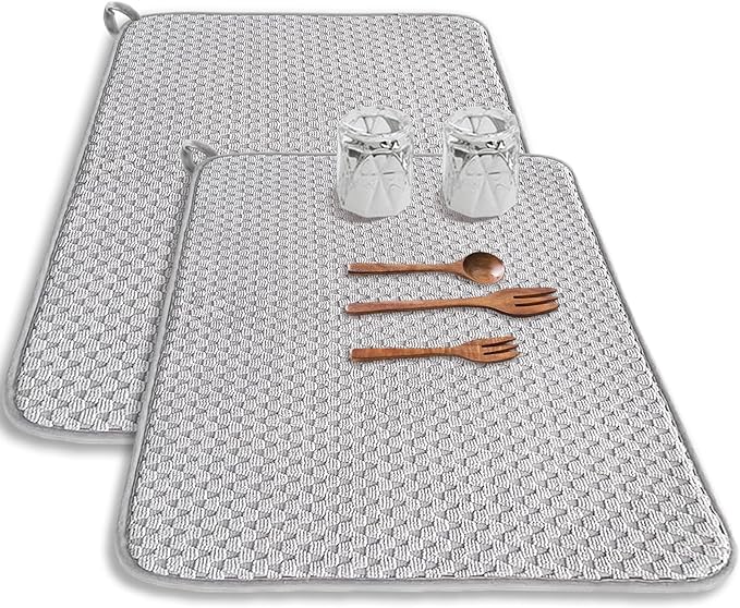 2 Pack Microfiber Dish Drying Mat, 24*17 inch Absorbent Dish Drainer Kitchen by Meirrnyyu
