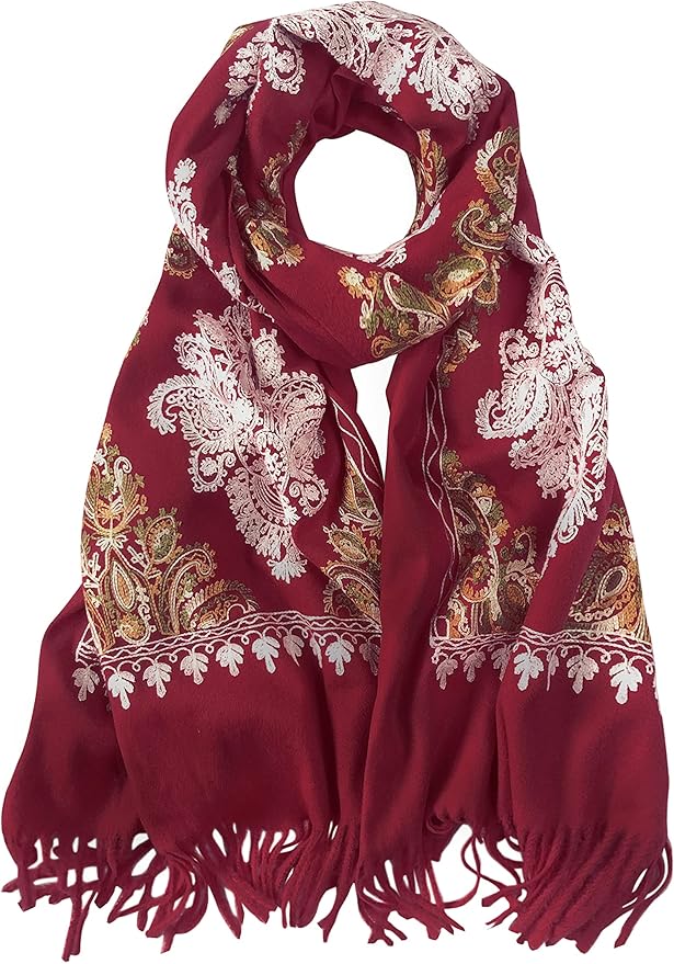 Urban CoCo Women's Embroidered Tassel Long Shawl Oversize Scarf Wraps for Women