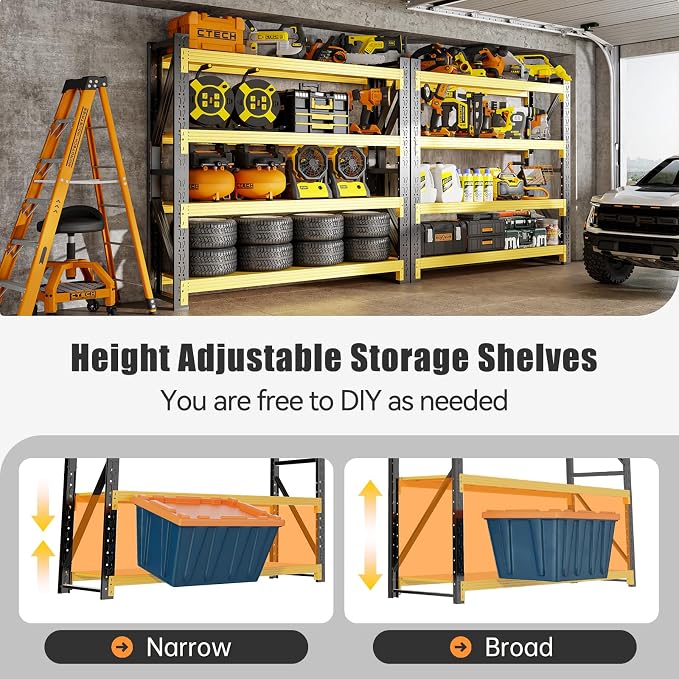 4000LBS Storage Shelves Heavy Duty, 4 Tier Adjustable Shelf, Garage Storage - Image 6