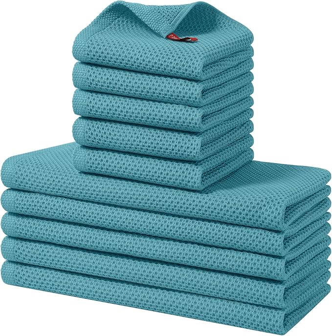 Homaxy 100% Cotton Kitchen Towels and Dishcloths Set, 12 x 12 Inches and 13 x by Homaxy
