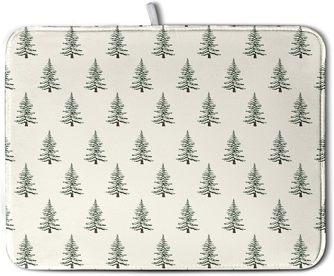 Christmas Tree Dish Drying Mat Winter Xmas Holiday Drying Mats Microfiber by Kwlegh