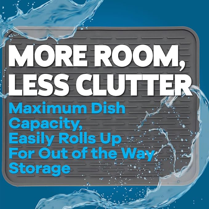 Large Silicone Dish Drying Mat for Kitchen Counter or Under Sink, Waterproof - Image 6